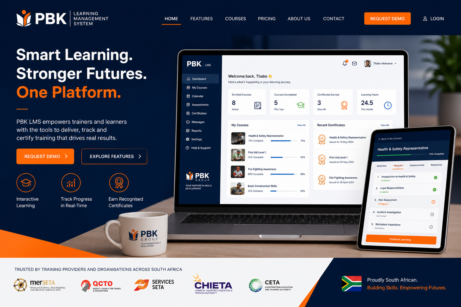 PBK Learning Management System website